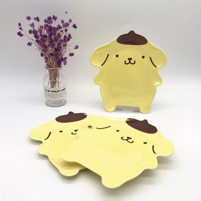 Japanese Snacks - かわいいポムポムプリンの形をしたお皿。愛らしい黄色い子犬のスナックトレイ。日本のデザート、パン、寿司などを盛り付けるのに最適。テーブルの飾りやギフトとしても。