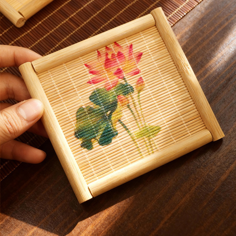 Japanese Tea - 天然竹製茶杯コースター5枚セット 禅風断熱パッド カンフー茶道アクセサリー 日本茶テーブルマット