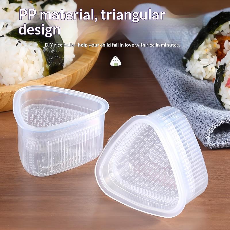透明な寿司型4個セット。焦げ付き防止加工が施されており、三角 - Sushi Making Kit のレビューと価格