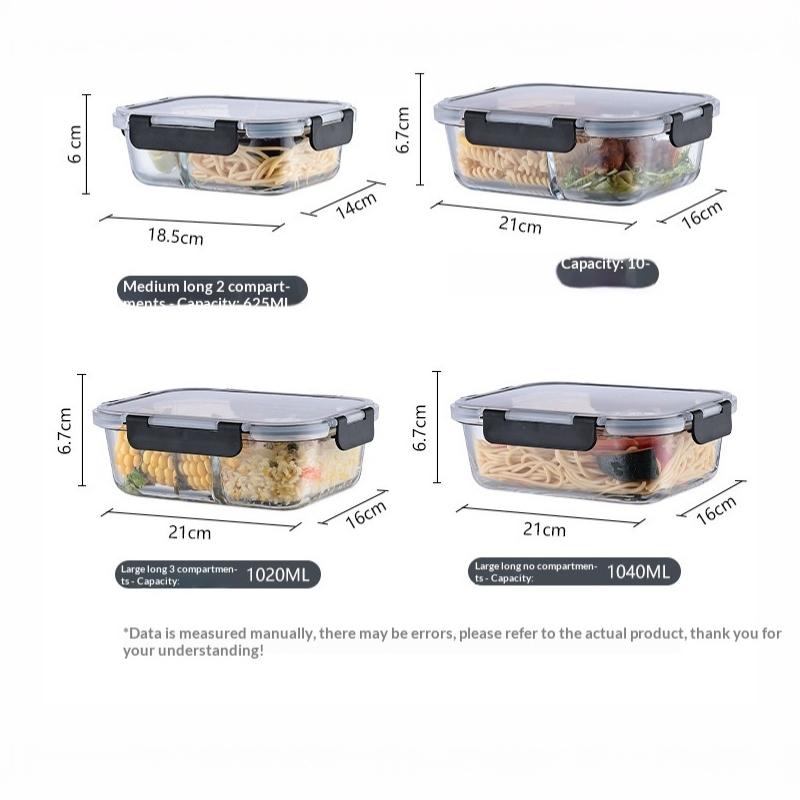 密閉性の高い蓋が付いた、漏れ防止のガラス製食品保存容器。再利 - Bento Box のレビューと価格