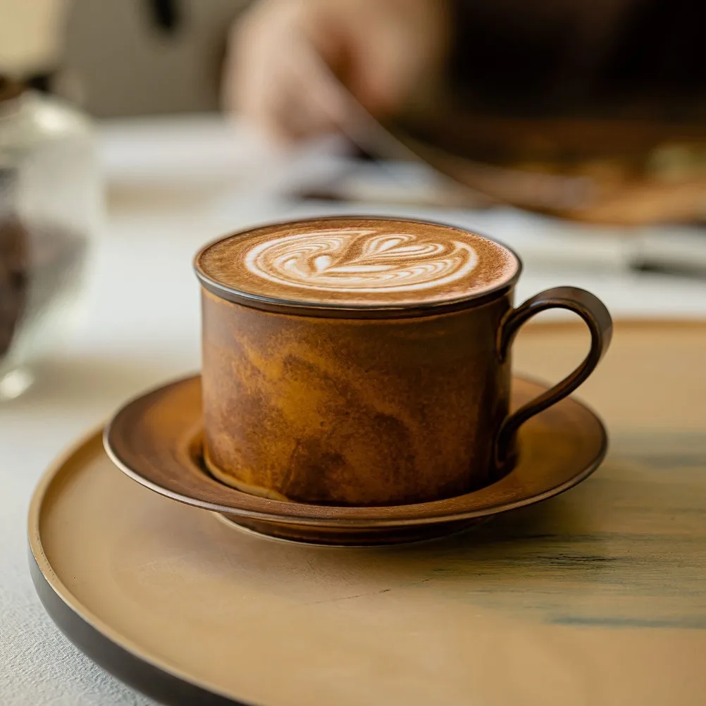 日本のレトロなコーヒーカップと皿のセット。大容量250ml。 - Japanese Pottery のレビューと価格