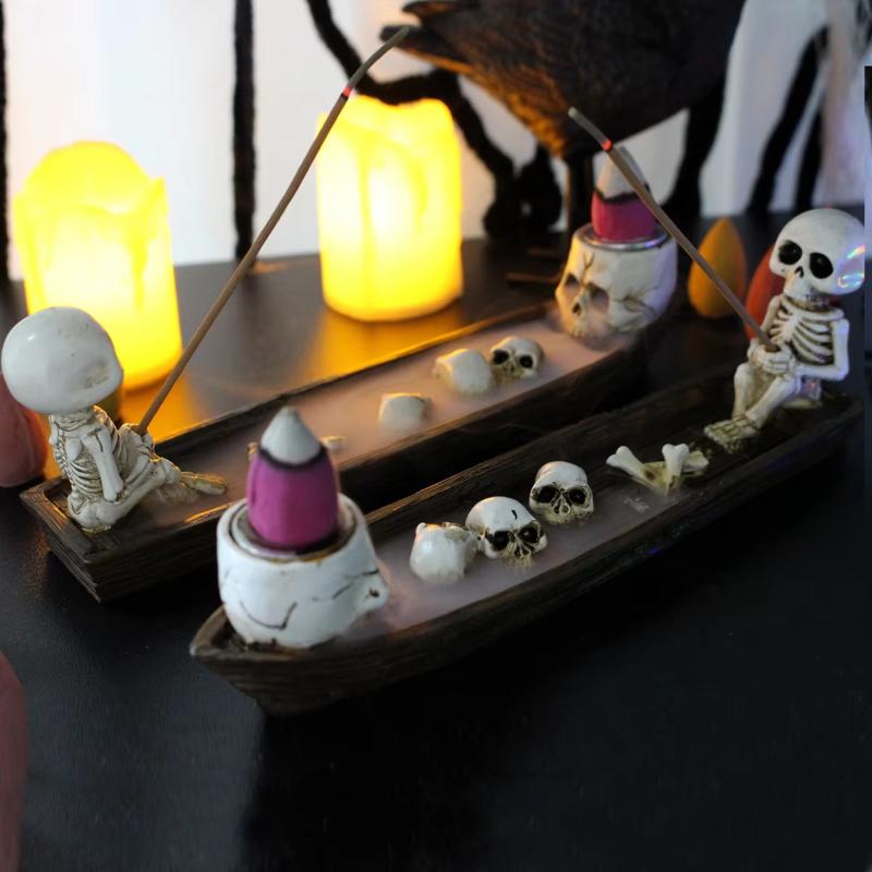 クリエイティブなデザインのドクロ型船型香立て。耐熱性があり、 - Incense Holder のレビューと価格