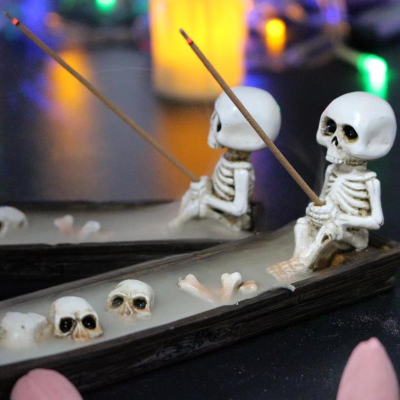 クリエイティブなデザインのドクロ型船型香立て。耐熱性があり、 - Incense Holder のレビューと価格