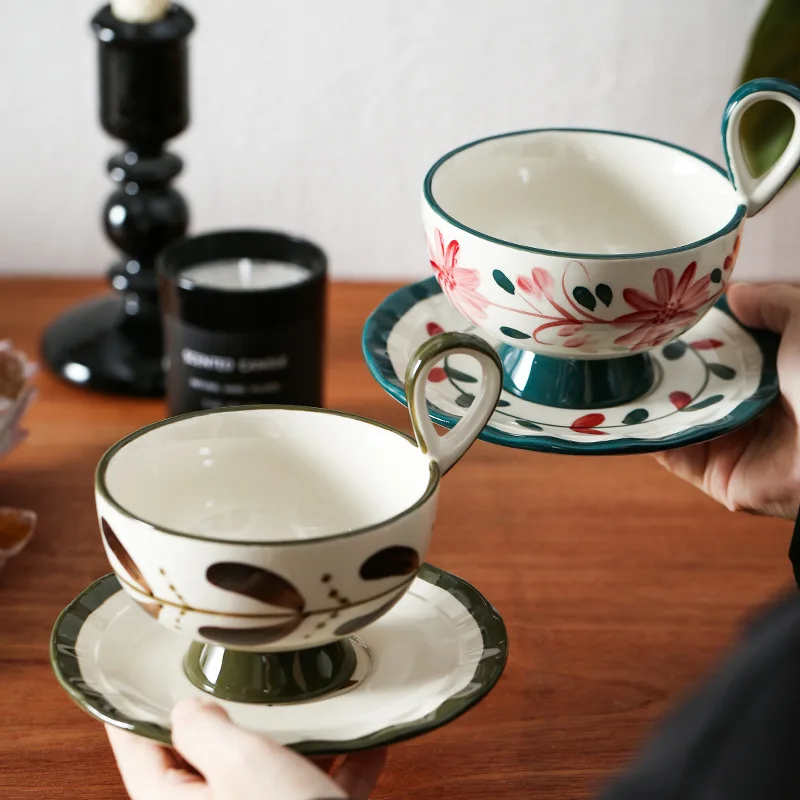 コーヒーカップ、花柄のティーカップ、手描きの釉薬彩の陶器製カ - Japanese Tea のレビューと価格