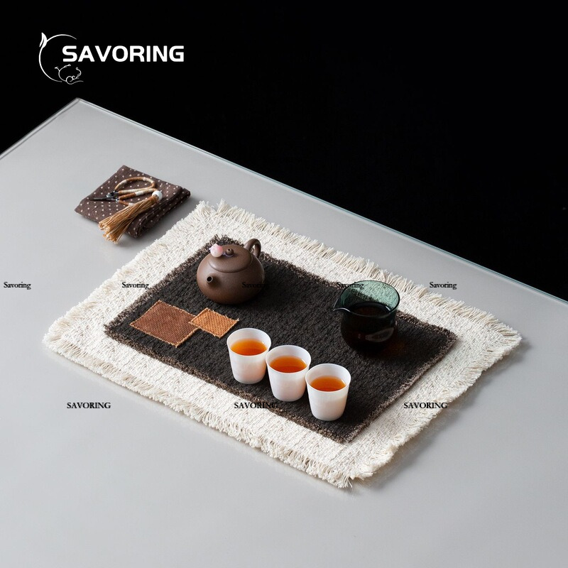 アンティーク風ティーマット、二重構造のコットンリネンコースタ - Japanese Tea のレビューと価格